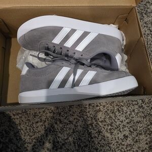 Adidas Boys Gray and White Sneakers